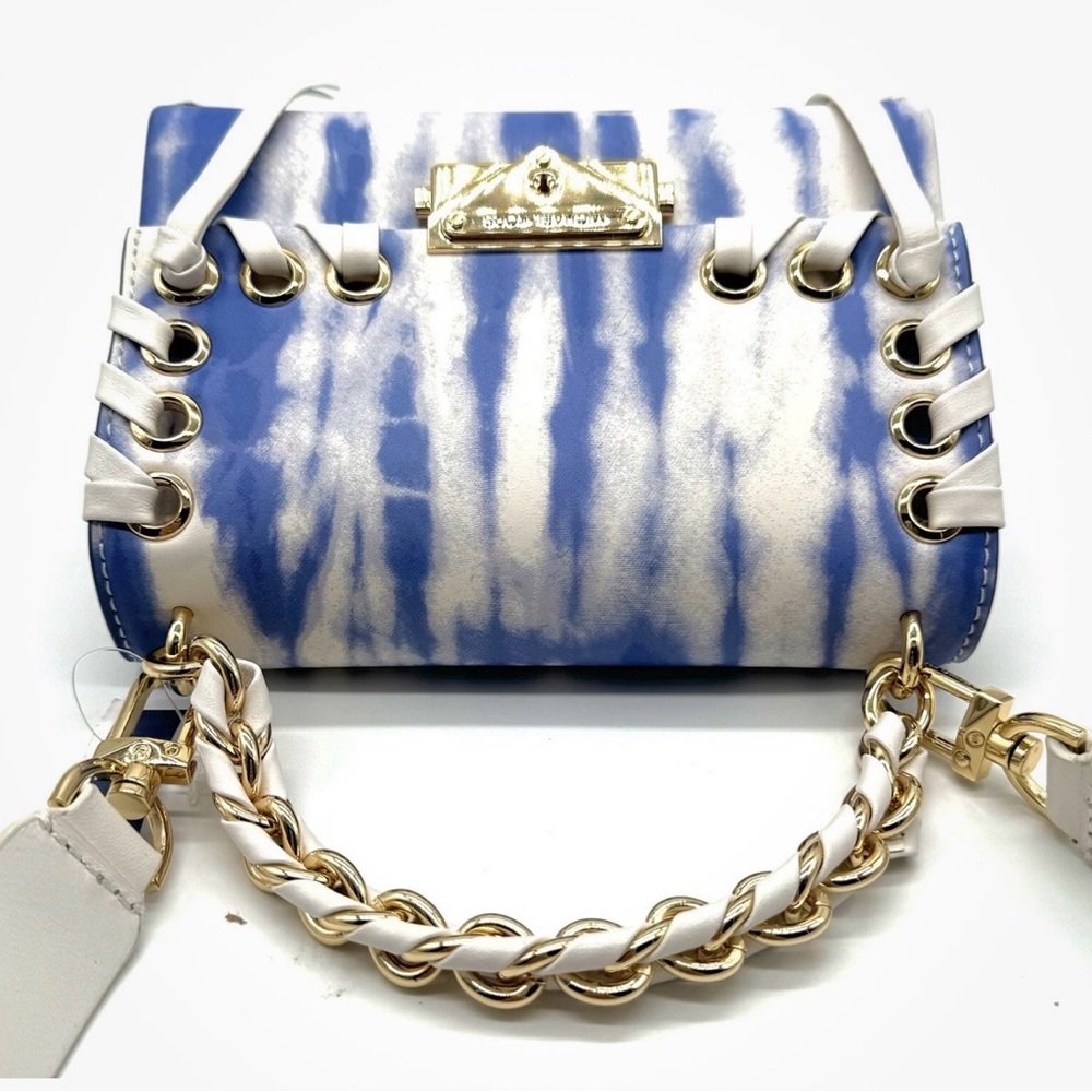Michael Kors Cece Mini Satchel NWT Blue Tie Dye Leather Crossbody Bag - Picture 4 of 15